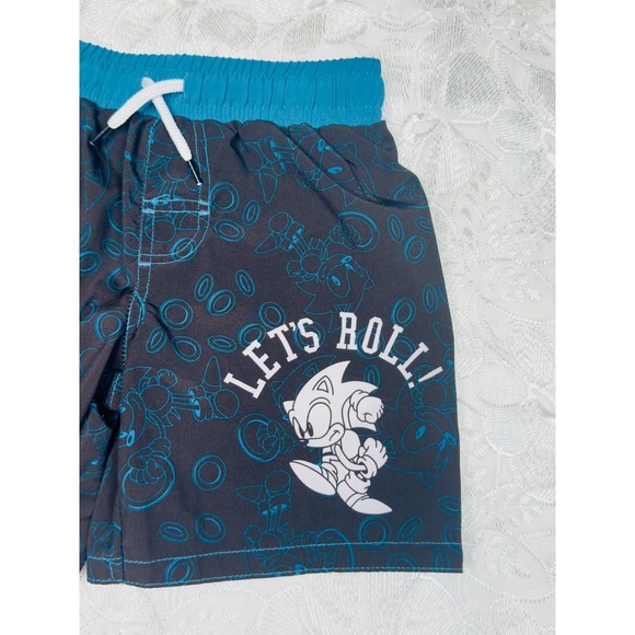 Sonic the Hedgehog Boys Swim Trunks Size 4/5 Blue Black Let's‎ Roll! - Picture 5 of 14